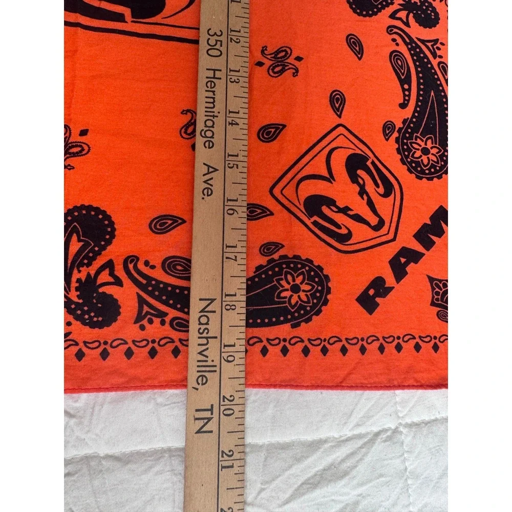 Vintage Mopar Dodge RAM Trucks 90s Bandana Orange Black Logo Square Scarf 21x21